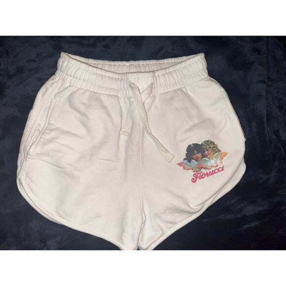 FIORUCCI WHITE FLEECE ANGEL LOGO SHORTS YOGA LOUNGE SWEATSHORTS - Picture 1 of 7
